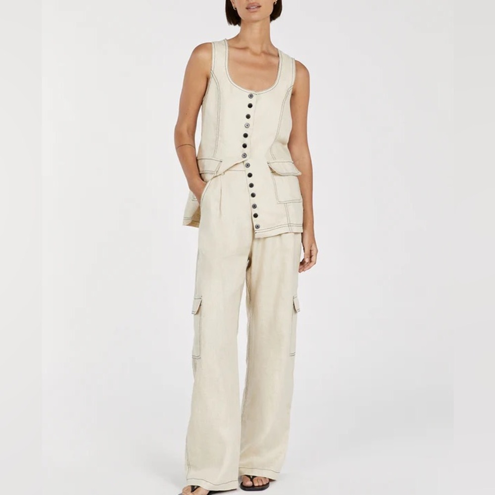 DISSH ROSIE PUTTY LINEN CARGO PANT